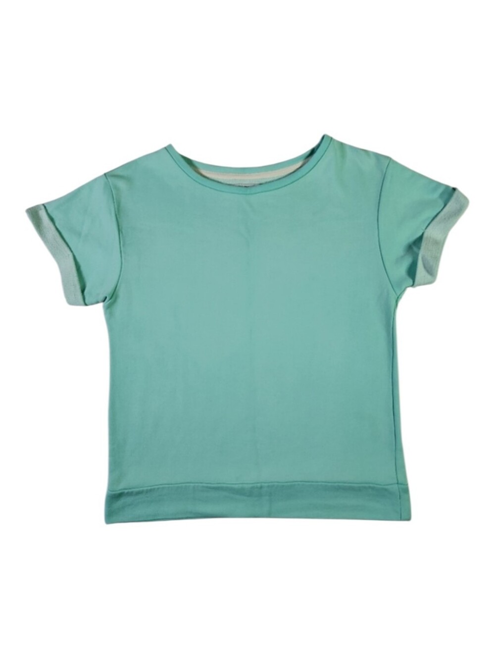 Zara Pastel Mint Green Cuffed Sleeve T-shirt Womens Small Casual Minimalist Tee